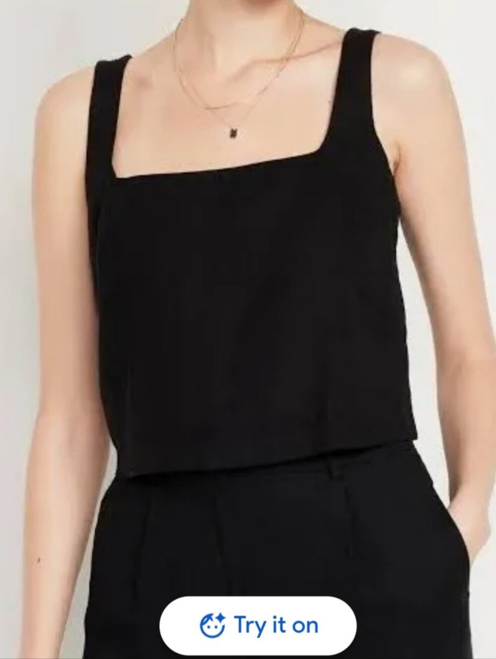 NWT Old Navy Black Square Neck Linen Tank - Women's Sleeveless